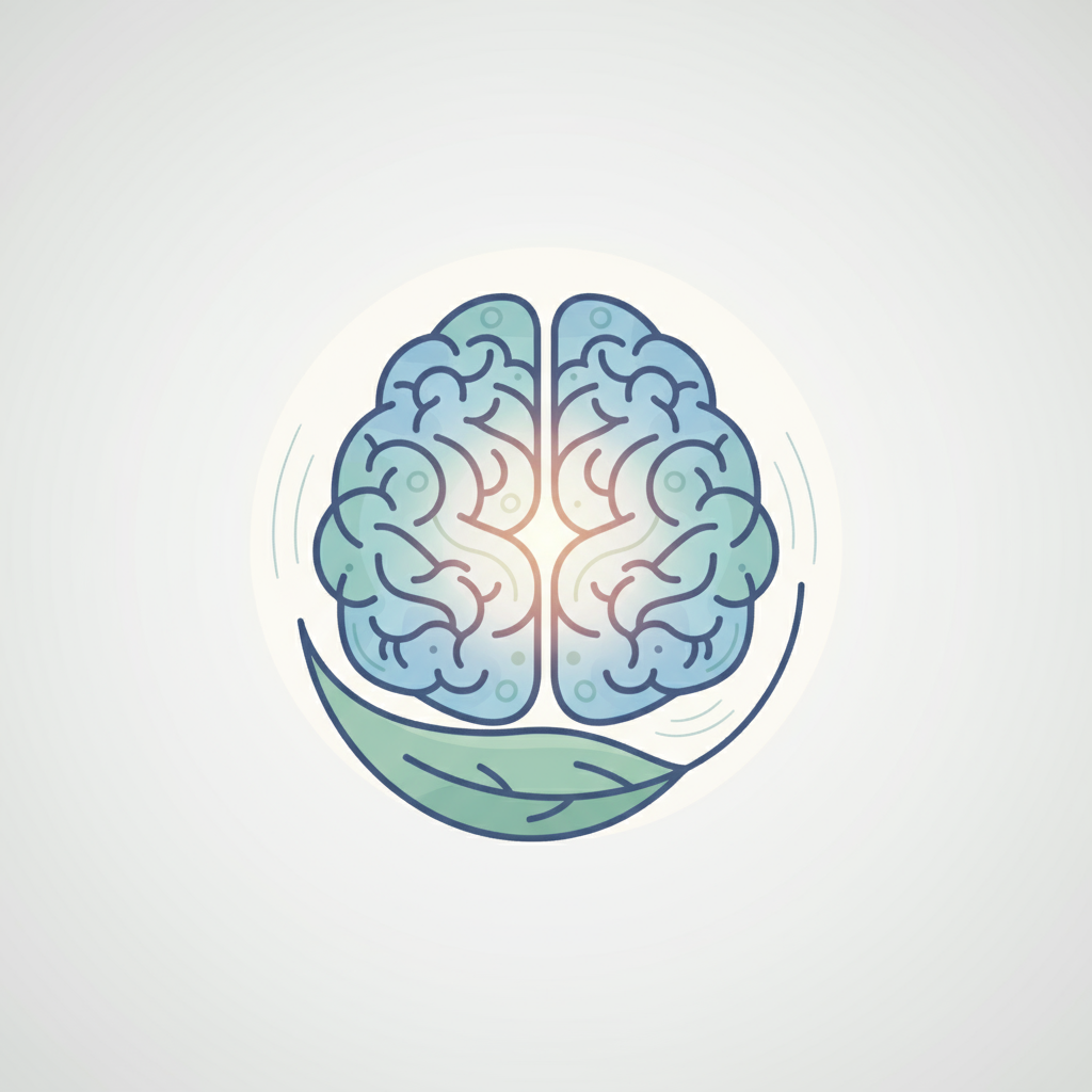 un graphique simple représentant un cerveau, sans texte, style épuré, évoquant la gestion du stress